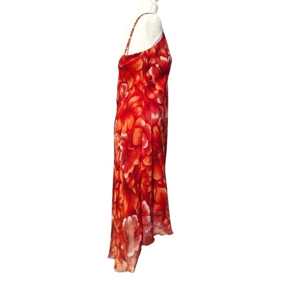 Meghan Matthews Red Floral High Low Chiffon Sundress Size 10 - Picture 3 of 9